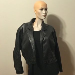 Cropped Black Leather Jacket